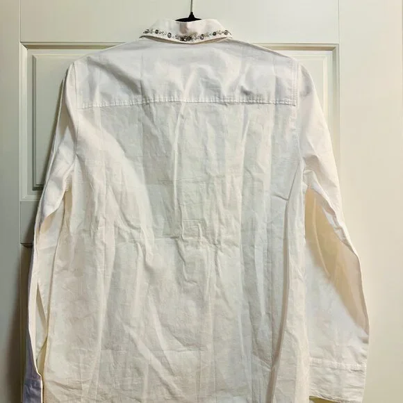 J. Crew Jewel-collar Button-up Shirt - White - S - Picture 4 of 5
